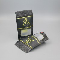 Matte black single use child resistant pouch bags for store edibles