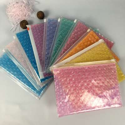 customized logo clear transparent plastic pvc transparent plastic packing ziplock holographic bubble bag