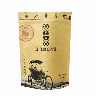 Stand up Food Kraft Paper Bag Zip Lock Matte Coffee Packaging Bags With Value Custom Printed