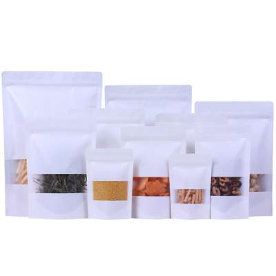 Food pouch Zipper white kraft paper bags with clear window