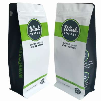 Custom aluminum foil  Zip white kraft paper coffee packaging bags with valve and ziplock